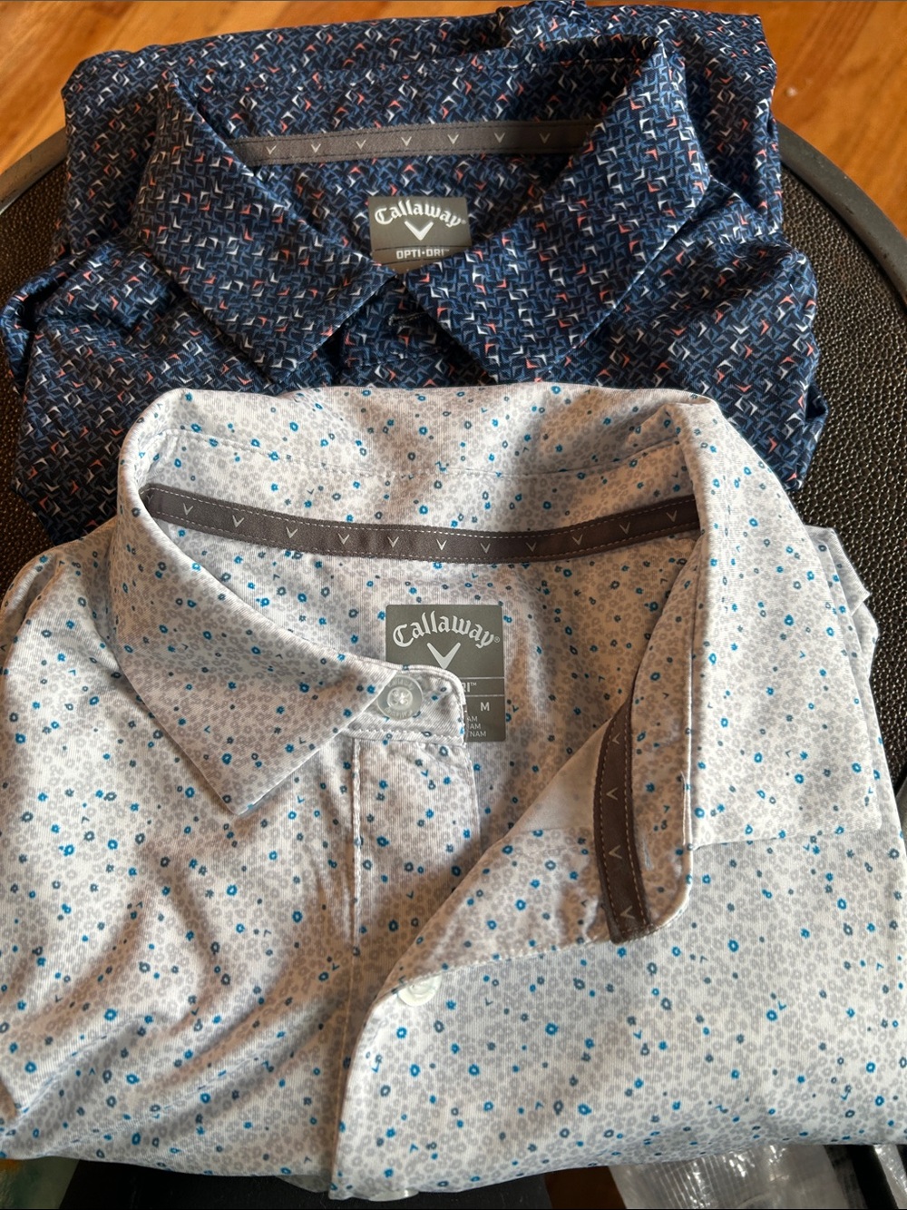 Callaway Men's Casual Button-Down Shirts - Navy and Light Gray with Blue Accents